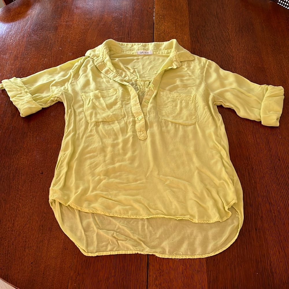 Bella Dahl Neon green bamboo Lenin shirt